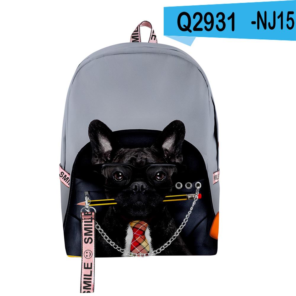 Classic Novelty Lovely French Bulldog School Bags Unisex 3D Print Oxford Waterproof Notebook multifunction Travel Backpacks