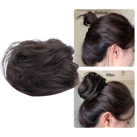 Hair Bun Wig Elastic Band Scrunchie Natural Fluffy Hair Extension Hairstyle Traceless Meatball Hair Maker Straight Hair Band Hair Accessories