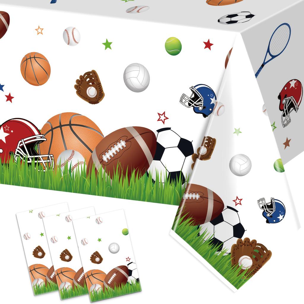 1pc Sports-Themed Tablecloth Birthday Party Supplies Indoor Outdoor Party Decorations Polyester Tablecloth for Sports Events