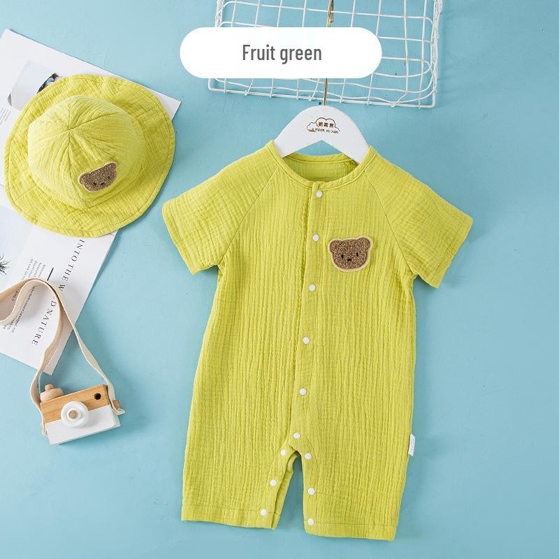 Infant Short Sleeve Summer Pajamas - Pure Cotton Gauze Baby Romper