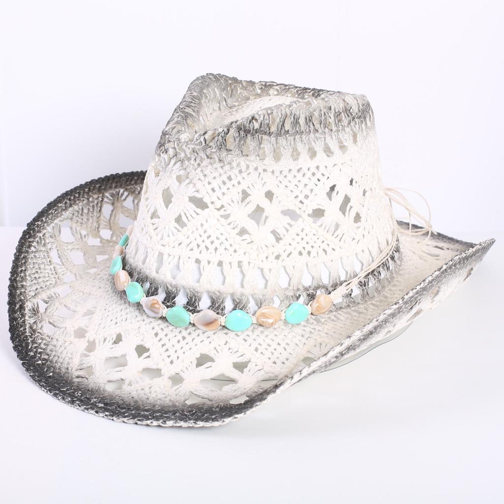 Popular sombrero de vaquero occidental hueco clásico europeo y americano, moda para hombre y mujer, sombrero de paja transpirable para vacaciones, protección solar