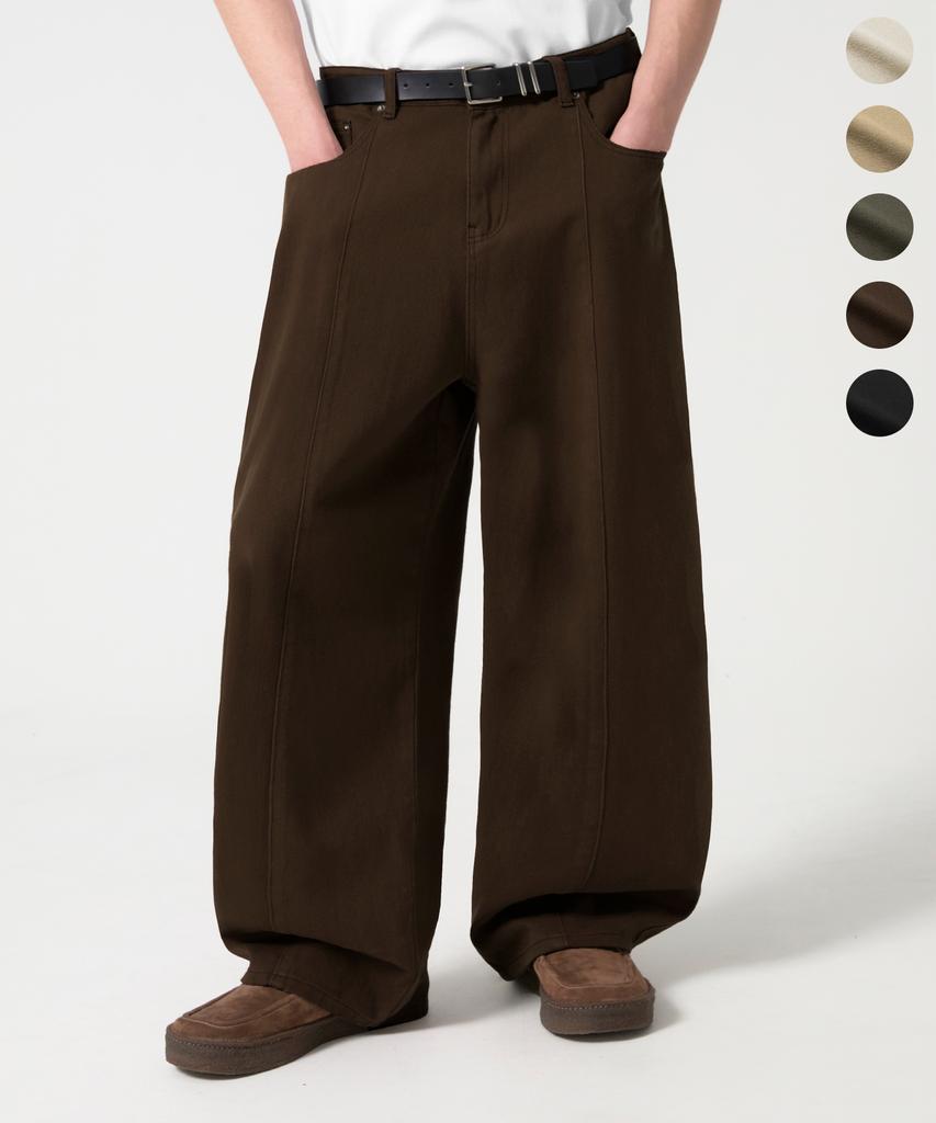 TRILLION [Special Feature] Curved Balloon Cut Cotton Pants_5 Colors