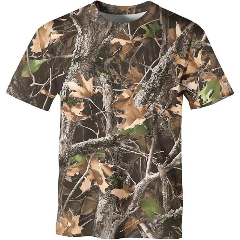 Fashion Men's Crew Neck Short Sleeve 3D Branch Color Printing Tree Branch Short Sleeve Crew Neck T-Shirt
