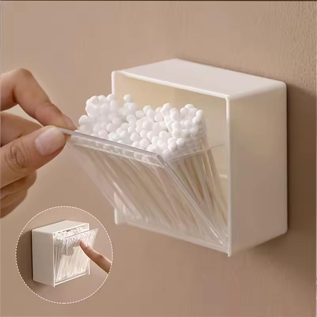 1 Stück/6 Stück Wandmontierte Klapp-Aufbewahrungsbox, Stanzfreie Aufbewahrungsbox, Kosmetische Wattebausch Multifunktionale Aufbewahrungsbox 2 Farboptionen