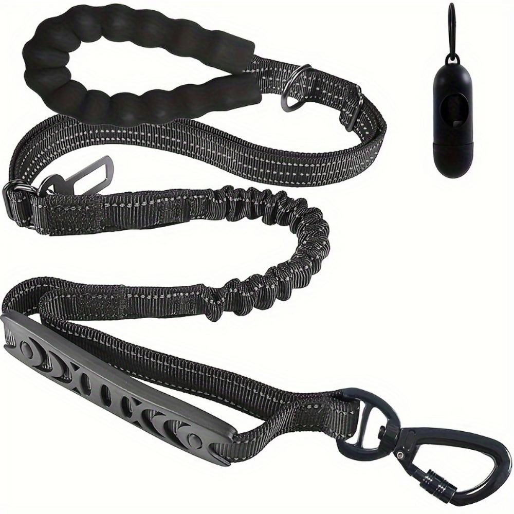 4 In 1 Heavy Duty Bungee Large Dog Leash Padded Handles Reflective Elastic Seat Belt for Training Safe Travel Medium Dog Supply