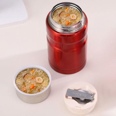 Durable Stainless Steel 750ml Thermal Food Jar with Spoon Large Capacity Insulated Food Container Unbreakable Soup Jar Worker