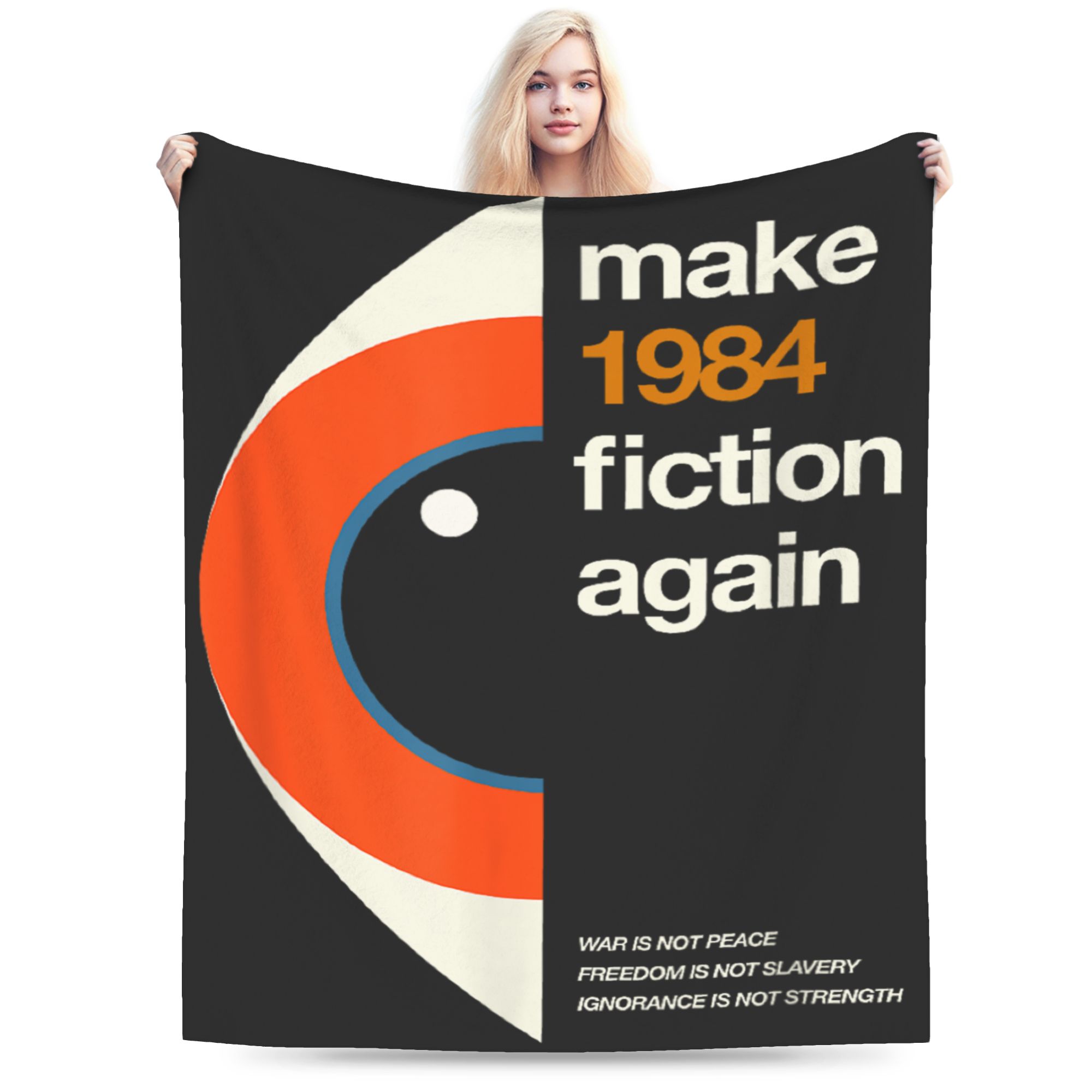 Make Orwell Fiction Again 1984 Graphic Flannel Blanket Soft Throw Blanket for Bedroom Travel Office Bedspread Sofa Bed Cover 75x90cm