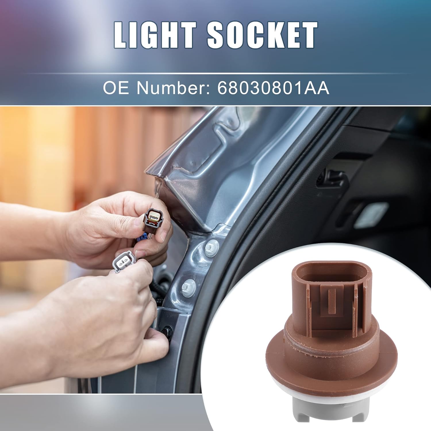 Park and Turn Signal Light Socket Holder No.68030801AA for Dodge Grand Caravan 3.6L 2011-2020 Brown (Set of 2)