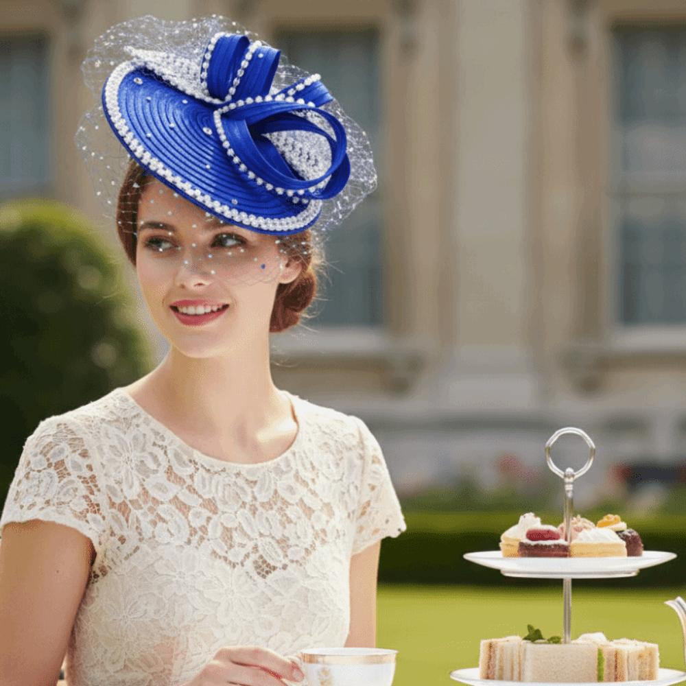 Bowknot Design Fascinator Hat Rhinestone Studded Derby Fascinator Church Sunday