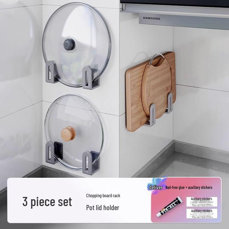 Wall-Mounted Kitchen Rack: Multi-functional Pot Lid and Cutting Board Holder