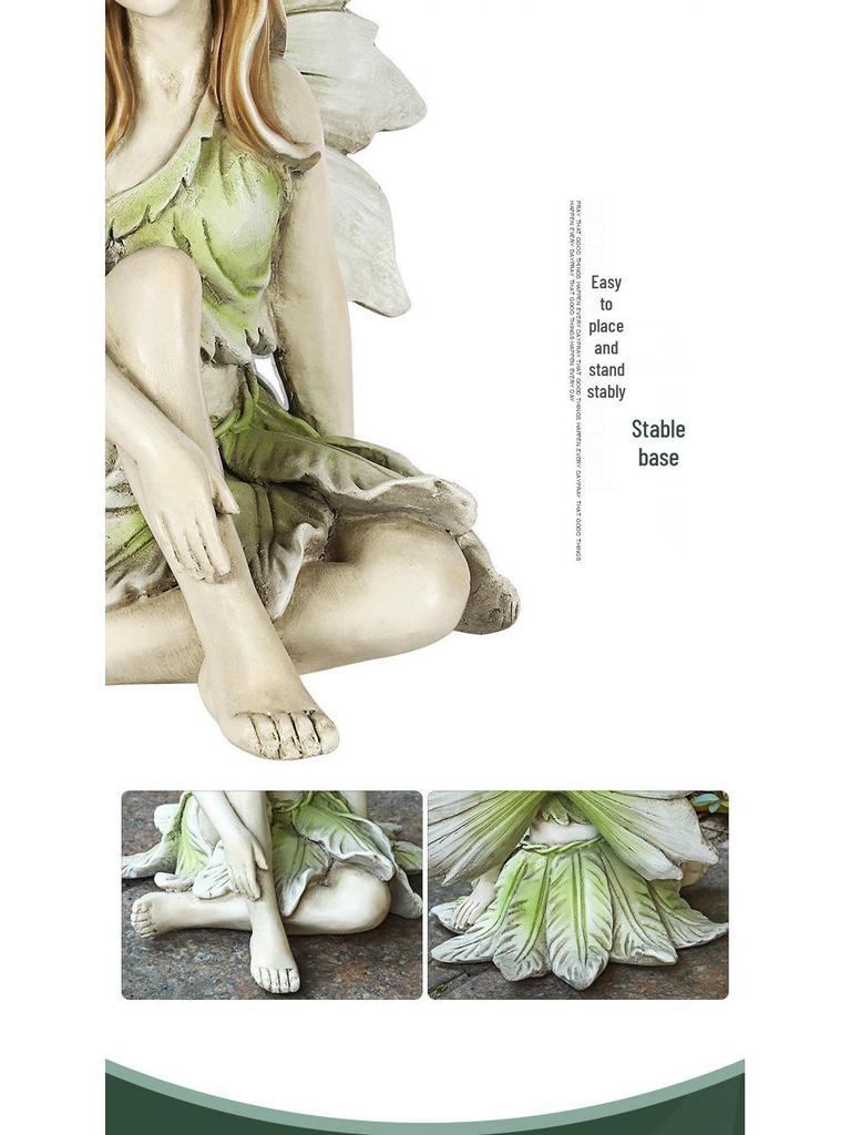 Gartenmädchen Blumenfee Harzstatue: Europäisches Kreatives Ornament für Haus-, Hof- oder Villendekoration.