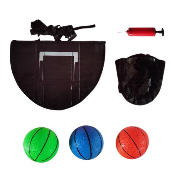 

1 Набор Баскетбольное кольцо для батута с 3 мини-мячами Щит и насос Всепогодный чёрный