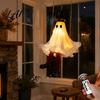 Indoor Halloween Entryway Decor Hanging Swing Ghost Decoration Light Up Large Swinging with Spooky Decorations Witch Hat And Striped Legs for