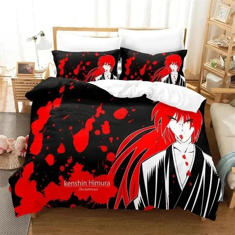 Comforter 3D Printed Anime Rurouni Kenshin Bedding Sets Exquisite Bed Supplies Set Bed Comforter Set Luxury Birthday Gift
