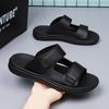 New Men Slippers Black Platform Slip On Massage Sandals Home Light Slippers Summer Citywalk Beach Holiday Sandal Shoes Sandalias