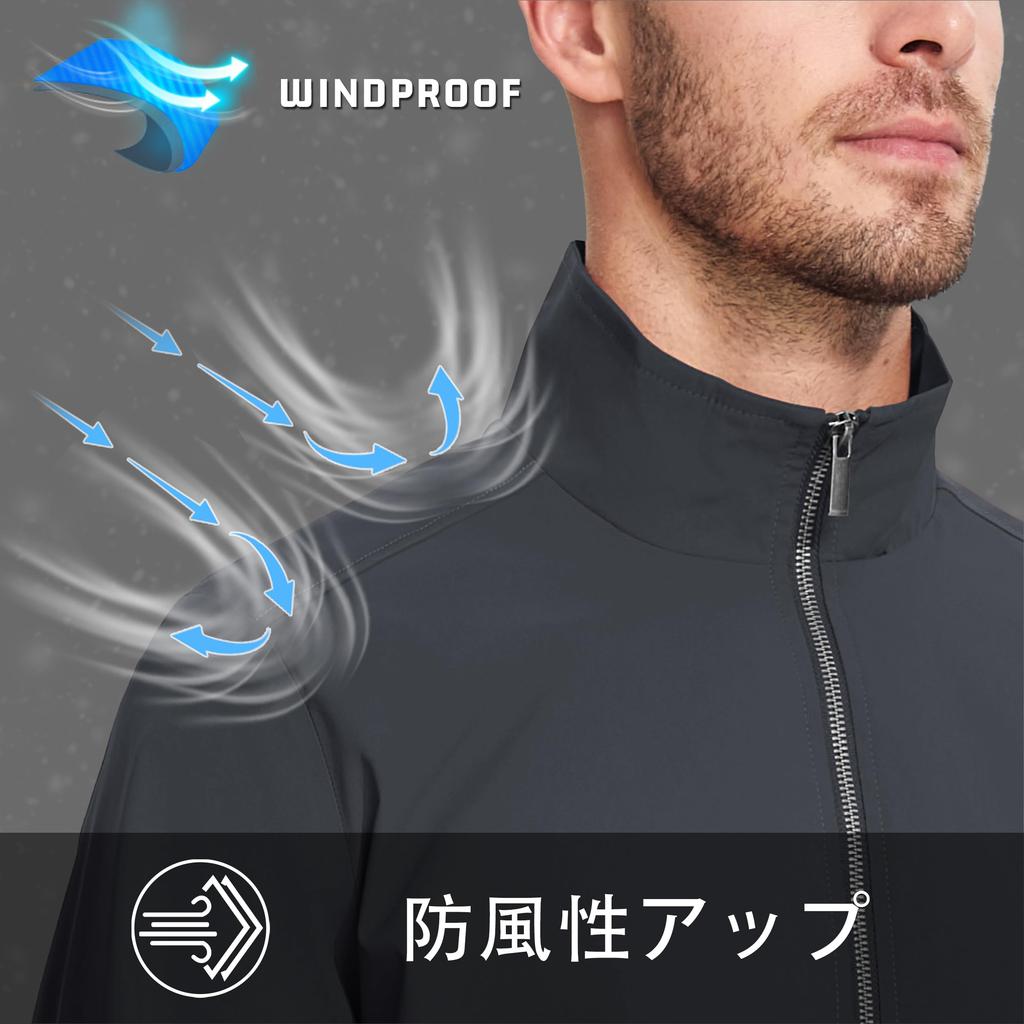 KEFITEVD Autumn Plus Lightweight Dark Size L Men's Jacket, Windproof, Water-Repellent, Outerwear, Golf, Workwear, Jumper, Size, Gray, Jacket, Winter,