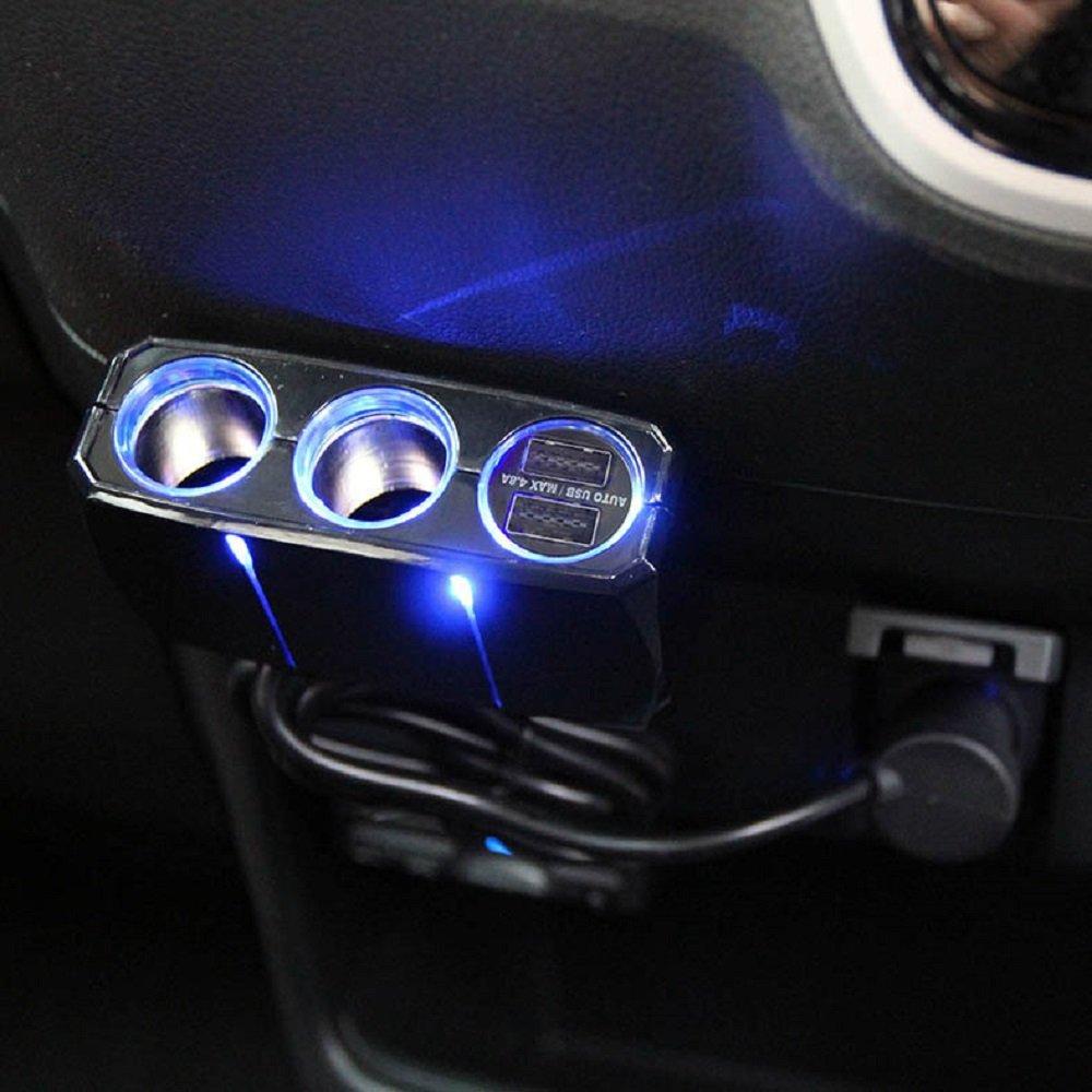 Kashimura NKX-203 Dual Separate Socket, 2 Reversible USB Ports, Automatically Detects 4.8A Power Socket Splitter, 2 DC Ports, 2 USB Ports