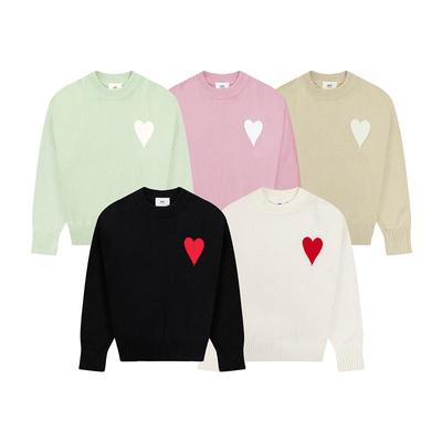 Trendiger Macaron Herz Jacquard Bestickter Unisex Pullover