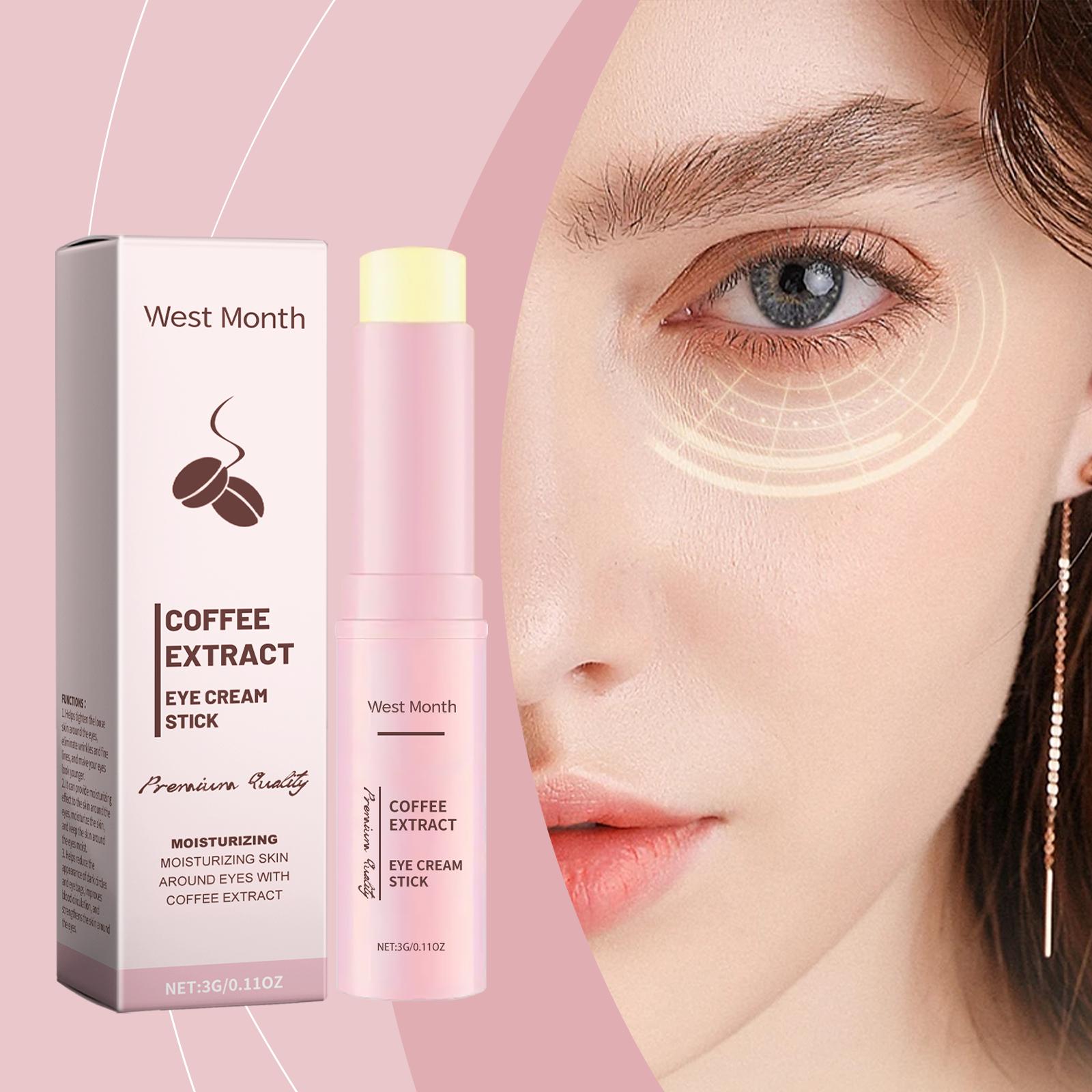 Caffeine Eye Cream Stick Lifting Firming Fade Dark Circles Bags Nourish Deep Moisturizing Coffee Extract Eye Brighten Eye Cream 3g