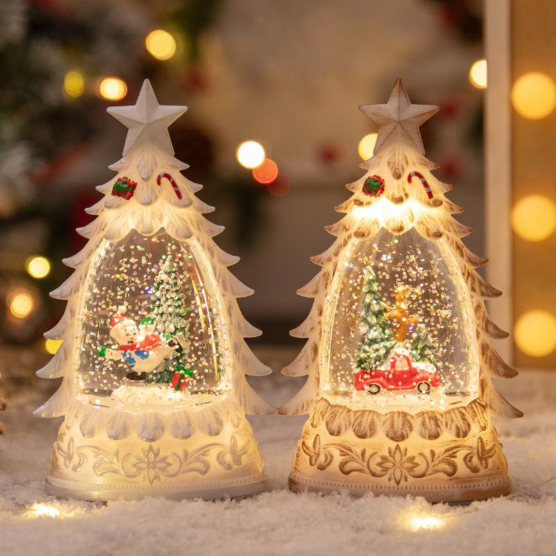 Christmas Decoration Glowing Christmas Tree Christmas Crystal Ball Snowflakes Light Christmas Tree Desktop Ornaments Night Light