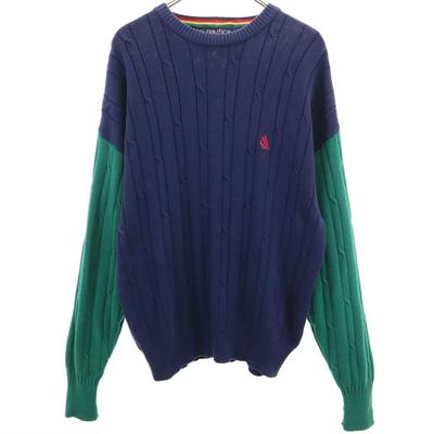 90er Baumwolle Alt Nach Farbe Langarmpullover M Marineblau Strick Herren Gebraucht