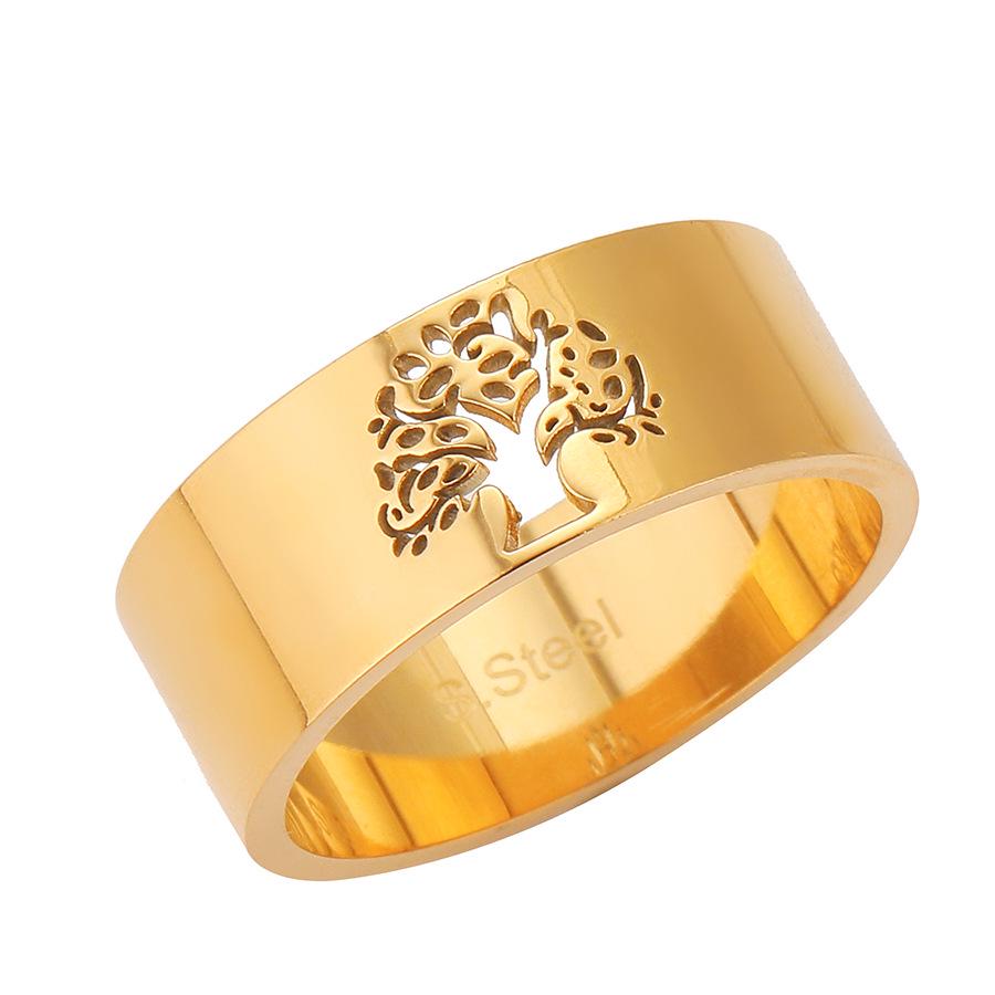 Exaggerated Stainless Steel Tree of Life Ring