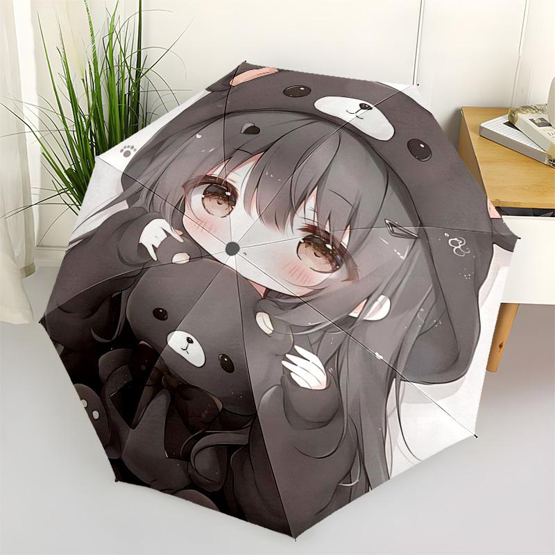 

1pc Rilakkuma Automatic Opening/Closing Outdoor Umbrella with Portable Tri-Fold Design, 8-Rib Iron Frame - Perfect Gift for Fans, Travelers, Dail