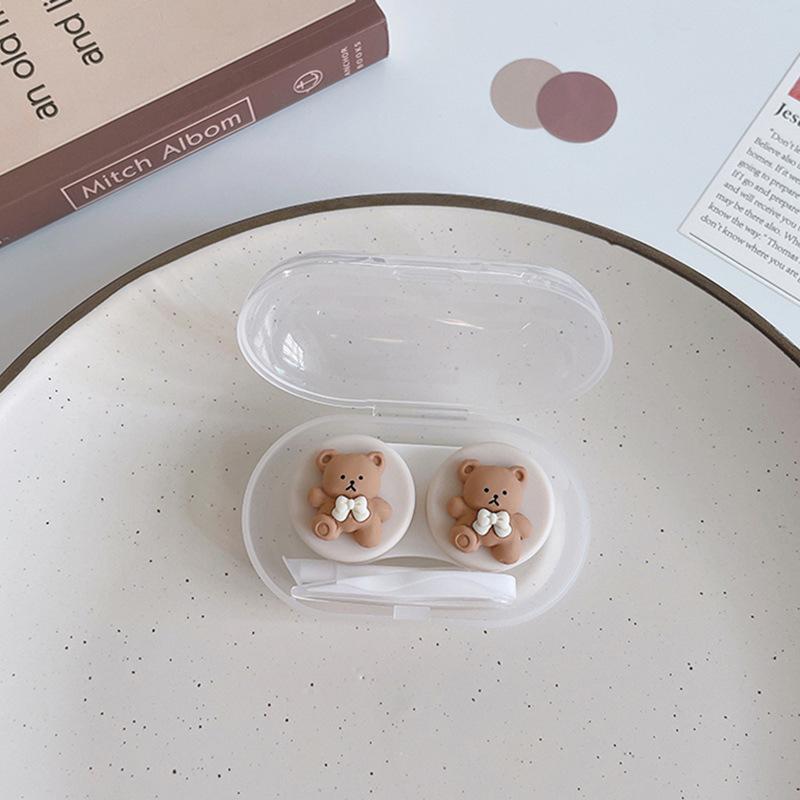 

Kawai Cartoon Contact Lens Box Coffee Fruit Watermelon Bowknot Stereo Contact Lenses for Eyes Eyewear Care Box with Tweezers