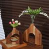 Simple Style Flower Container Solid Wood Floral Arrangement Vase Nordic Style Vase  Homestay Decor