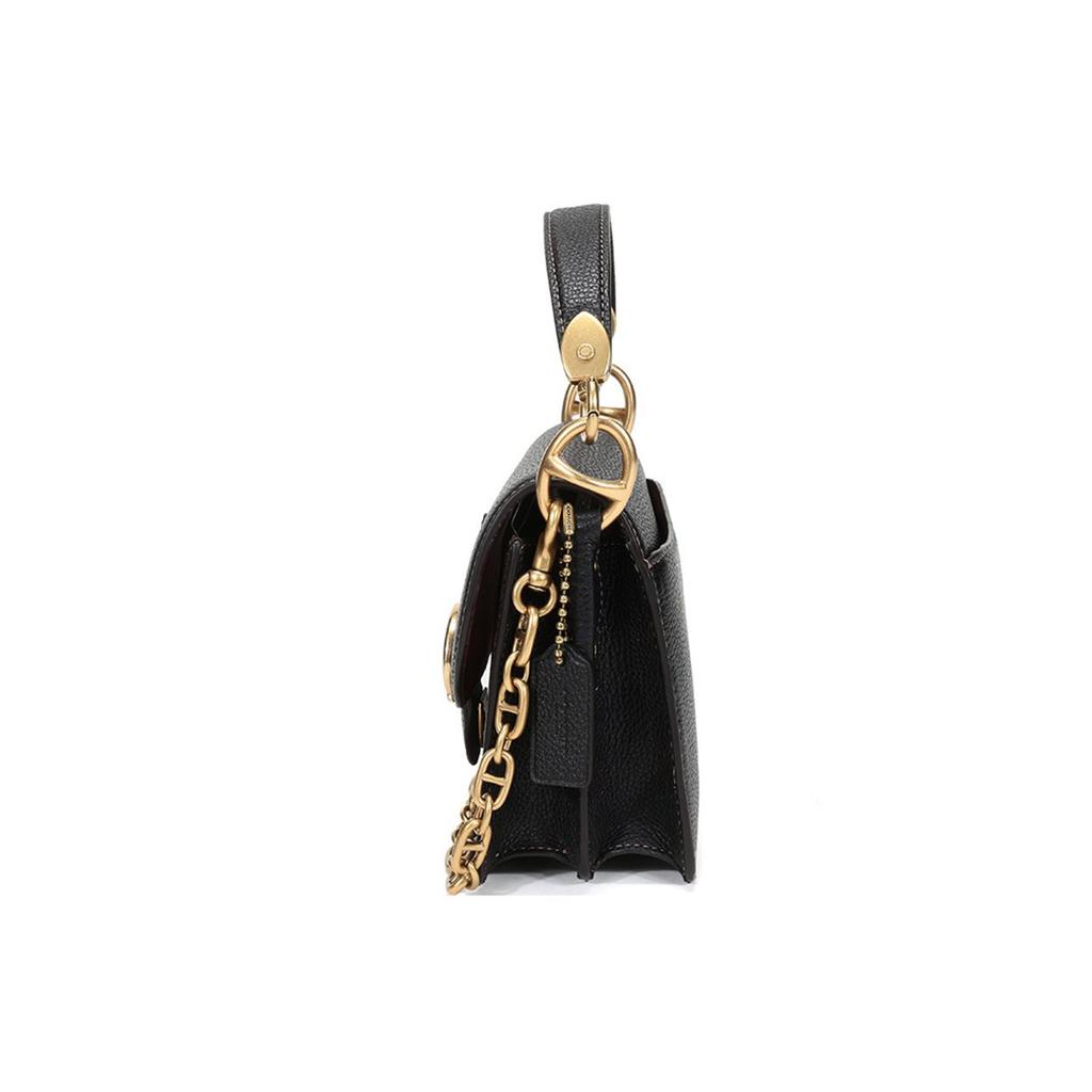 Coach Beat 18 Horse And Carriage Pattern Printed Chain Coated Canvas Leather Square Handbag Women Handbag Truffle-Black 4603-B4SI1