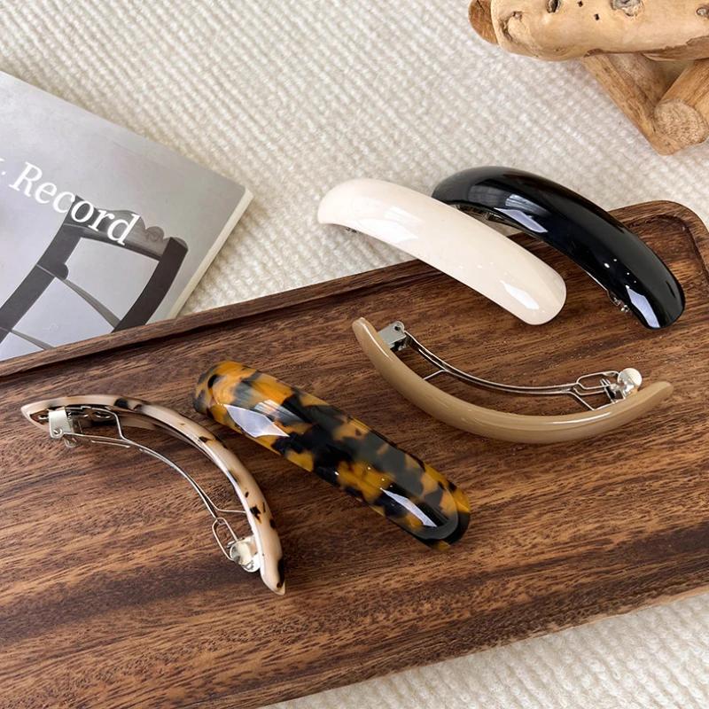 Retro Leopard Hairpins Spring Clip Colorful Acetate Hair Clips for Women Elegant Exquisite Barrettes Fashion Hair Accessories