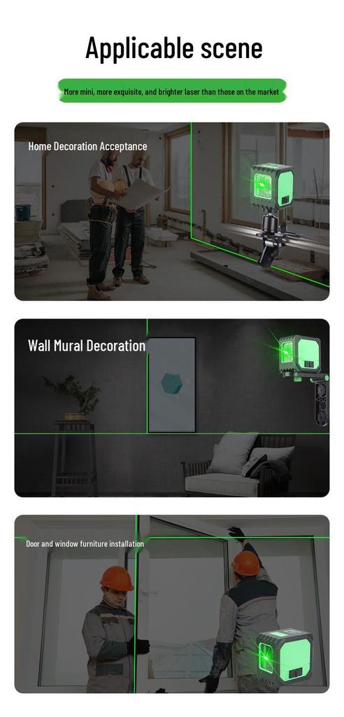 Compact Green Light Precision Infrared Line-Drawing Level for Home Use