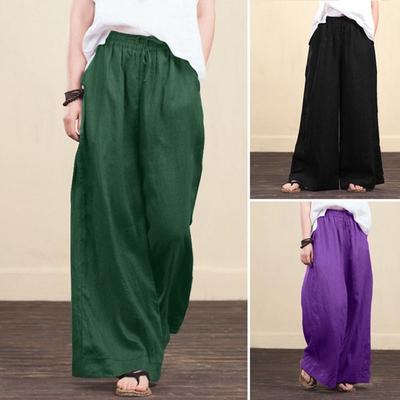 Pantalones de Pierna Ancha para Mujer Primavera Verano Casual Algodón y Lino Sueltos Pantalones Largos de Moda y Elegantes para Mujer
