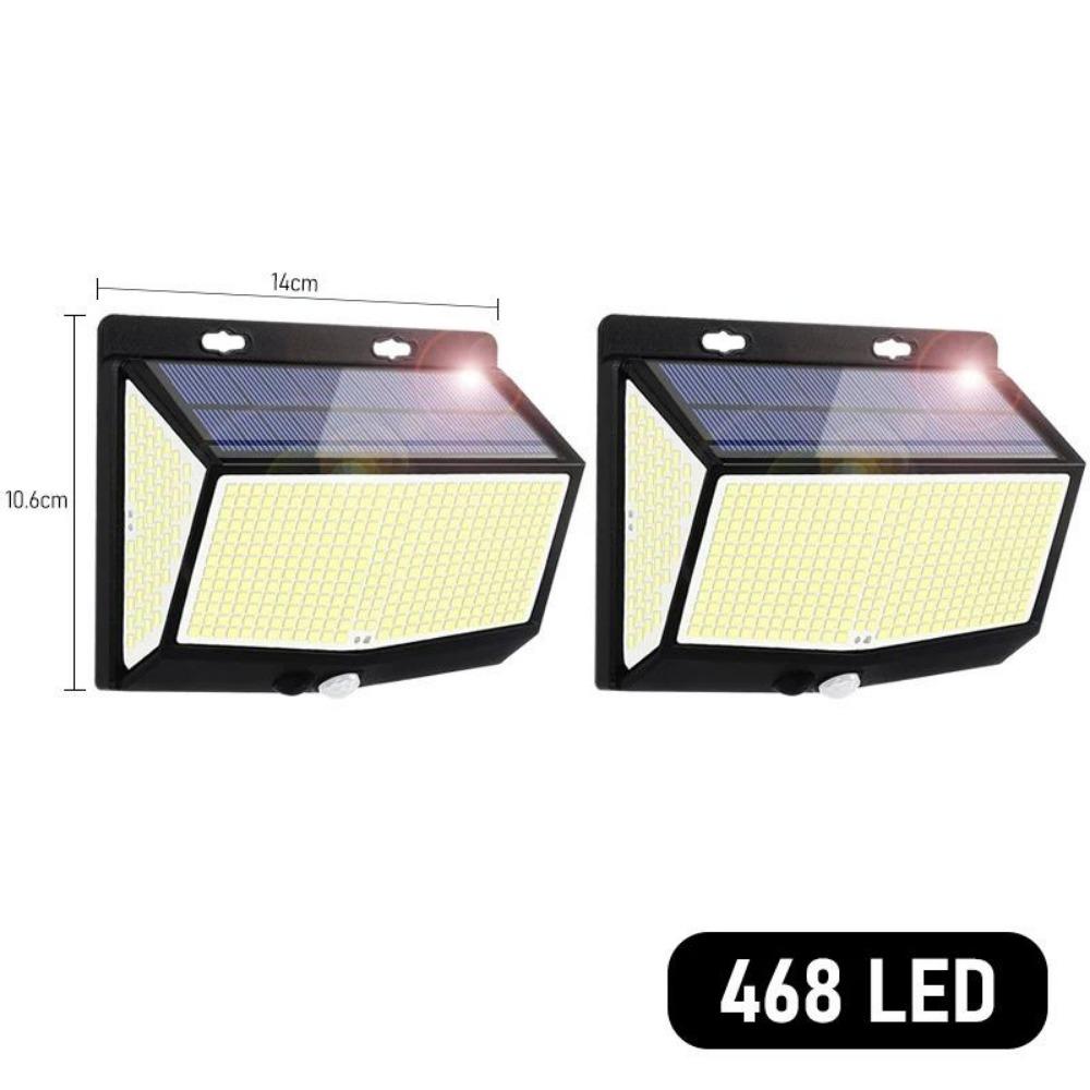 4pcs 468 LED Solar Light Outdoor Solar Lamp with Motion Sensor Waterproof Solar LED Light 3 Modes Sunlight Powered for Garden Decor