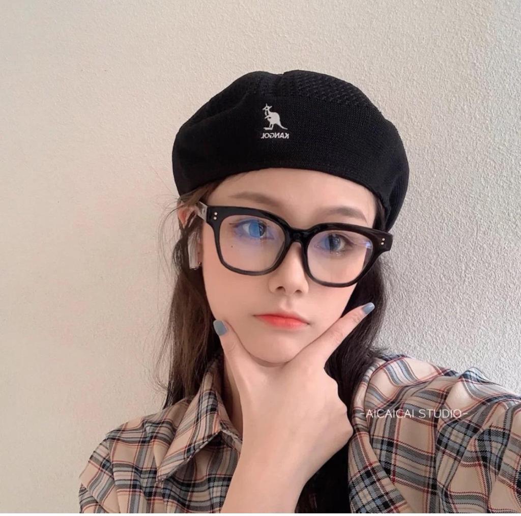 Korean Style Wool Beret with Kangaroo Embroidery - Trendy Newsboy Cap