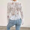 Spring and Summer Women's Sexy Slim Lace V-Neck Cardigan Long Sleeve