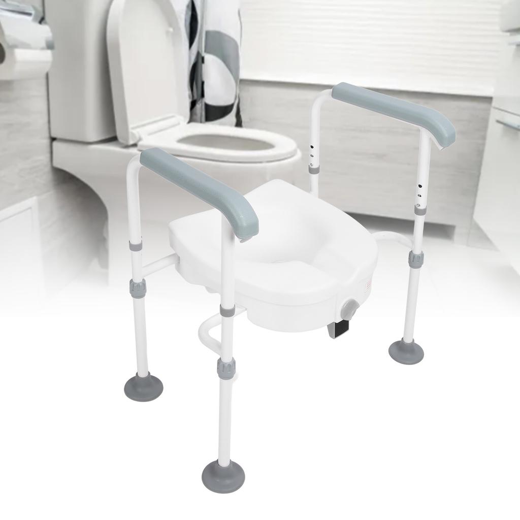 Raised Toilet Seat with Handles High Stability Stainless Steel Toilet Seat Risers for Seniors Pregnant Woman