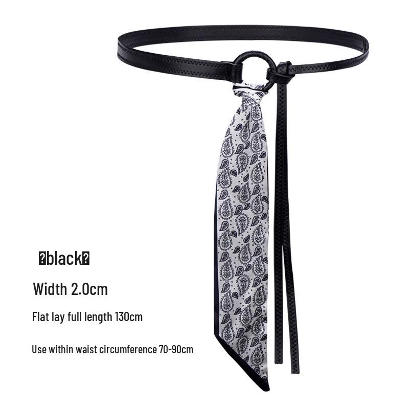 

Red Silk Scarf Belt: Women s Retro Accessory for Jeans or Skirt with Double Belt Design. чёрный
