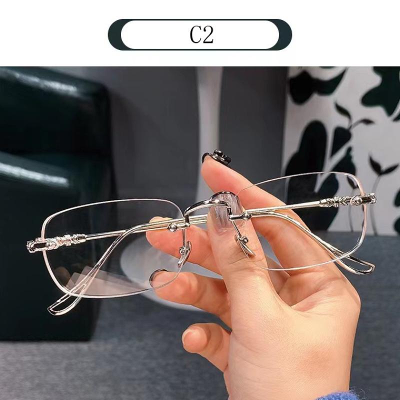 RUISIMO Vintage Rimless Sunglasses Small Square Frame Photochromic Eyewear for Men Women Fashion Sun Glasses