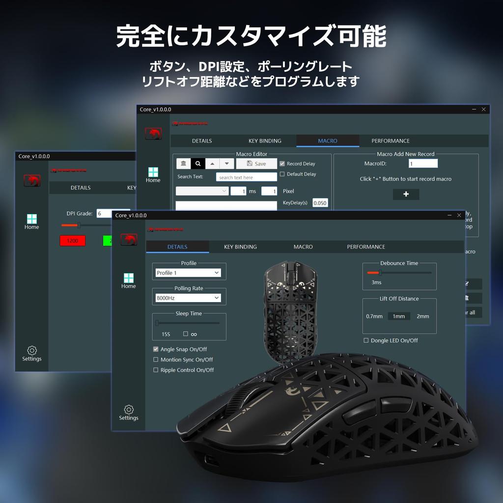 MAMBASNAKE M5 Ultra Carbon Fiber Wireless Gaming at Wireless Nordic52840 Mouse, Ultra-Lightweight 39g±3g (PAW3950MAX), 8000Hz, 2.4g/Bluetooth/USB-C,