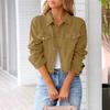 Damen Cropped Jeansjacke Lässiger Mantel Herbst Frühling Knopfleiste Langarm Crop Jeans Shacket