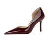 8cm Style Fashion Simple High Heels Women's Shoes Thin Heels High Heels Shallow Mouth Pointed Side Hollow Patent Leather Single Shoes Women