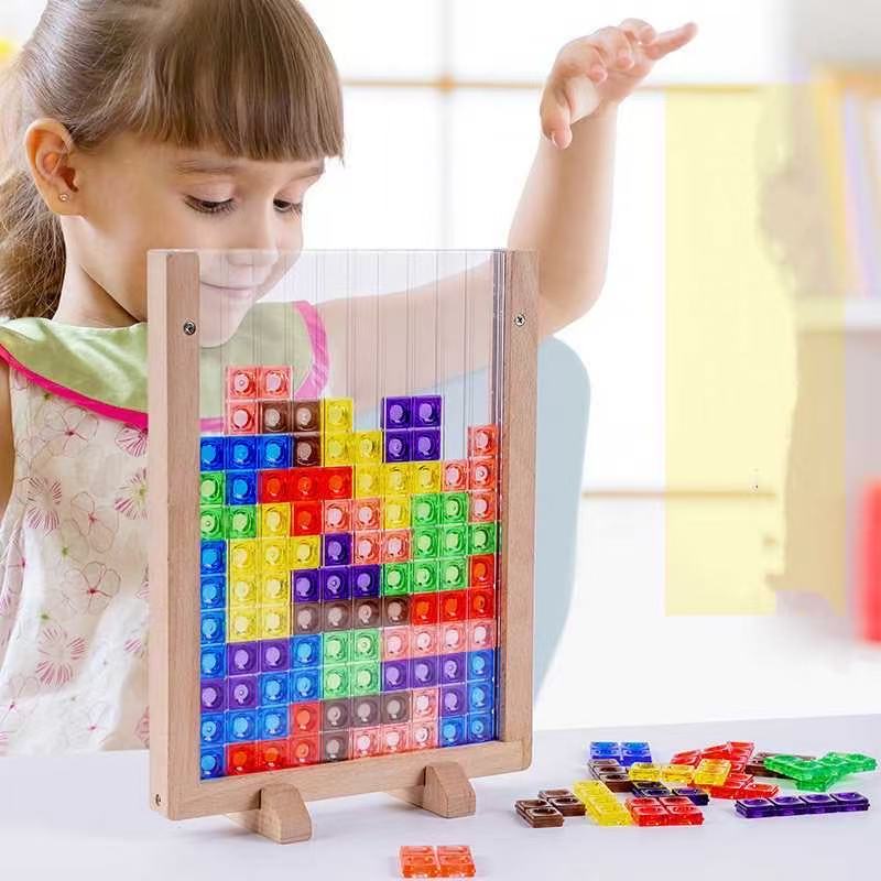 3D Transparent Tetris Puzzle Logic Thinking Brain Development Two-Player Tetris Logic Fun Educational Toy Two Versions Available