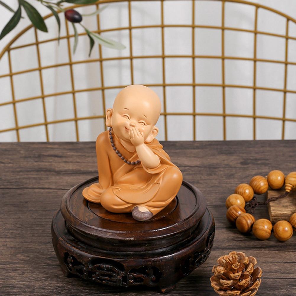 Car Small Monk Buddhist Statues Ornaments Resin Buddha Figurine Sculpture Handmade Miniatures Room Decoration Crafts Gifts