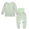 Spring & Autumn Kids' Pajamas: Solid Color High-Waist Long Johns Set for Small & Medium Children