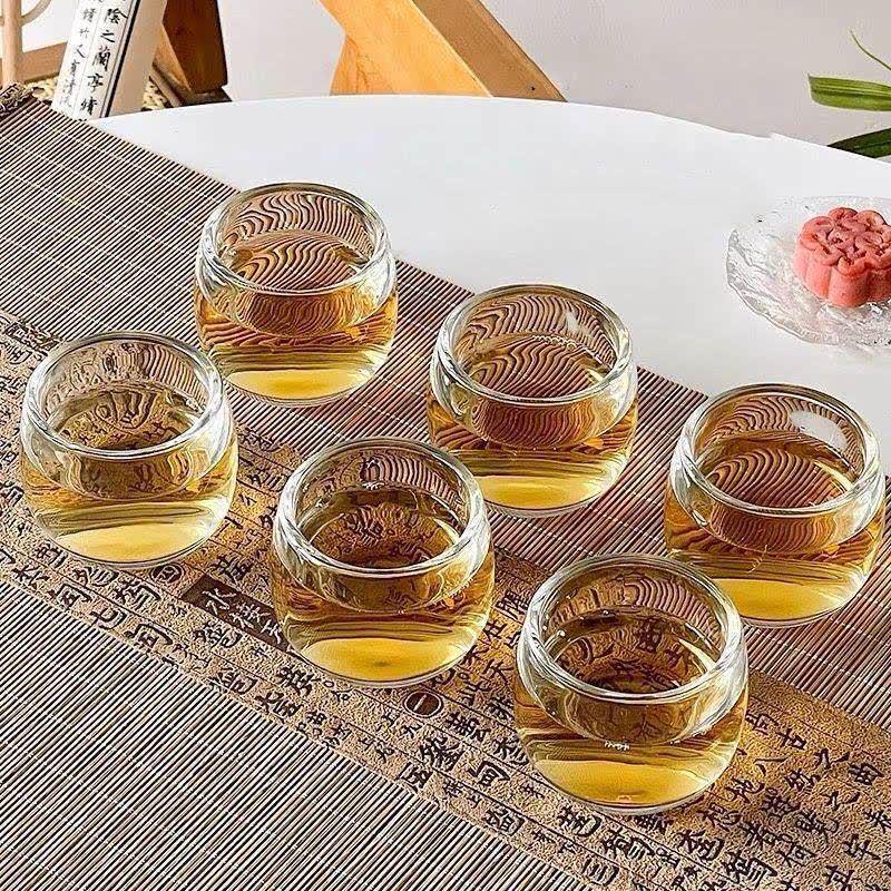 High Borosilicate Crystal Glass Tea Cup with Thumb Ring Design