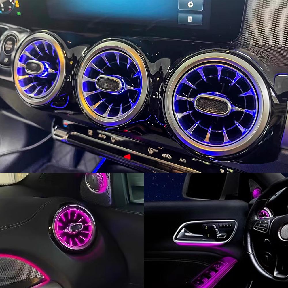 64/12 Colours Ambient Lights APP Led Car Air Vents Turbine Nozzle Decorate Lamp for Mercedes-Benz A/CLA W176/CLA W117/GLA W156