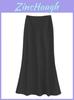 French Elegant Satin Wrap Skirt With Zipper For Womens Office And Formal Wear