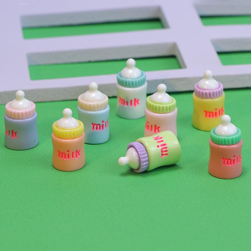 Miniature Macaron Color Milk Bottle Resin for DIY Cream Glue Accessories