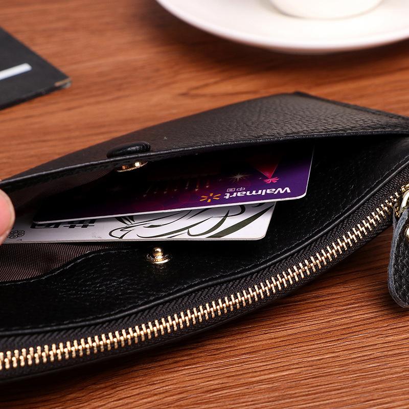 Portfele wysokiej jakości wzór liczi damska kopertówka plus prawdziwa skóra bydlęca retro kopertówka